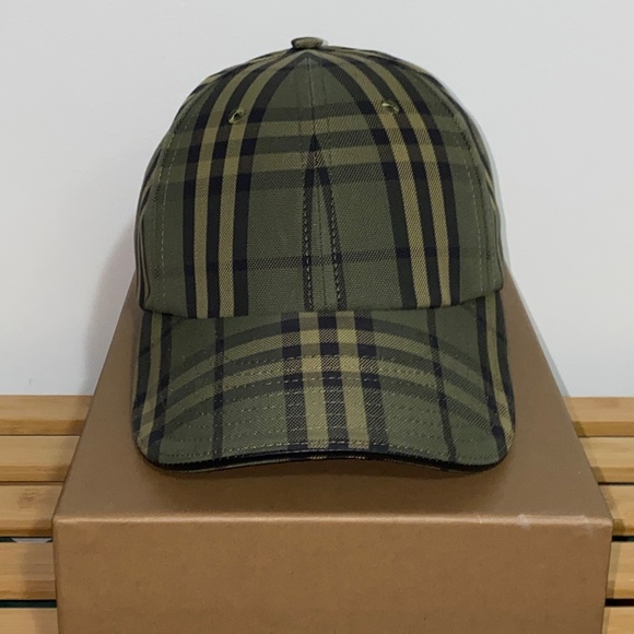 Burberry Icon Check Baseball Cap Green - Picture 3 of 8